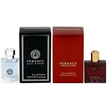 Versace Pour Homme Eau de Toilette 5ml & Eros Flame Eau de Parfum 2 Pack Men Mini Gift Set
