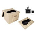 thumbnail image 4 of Portable Foldable Toilet Bucket Multifunctional Sturdy Potty Folding Commode for Beige White, 4 of 9