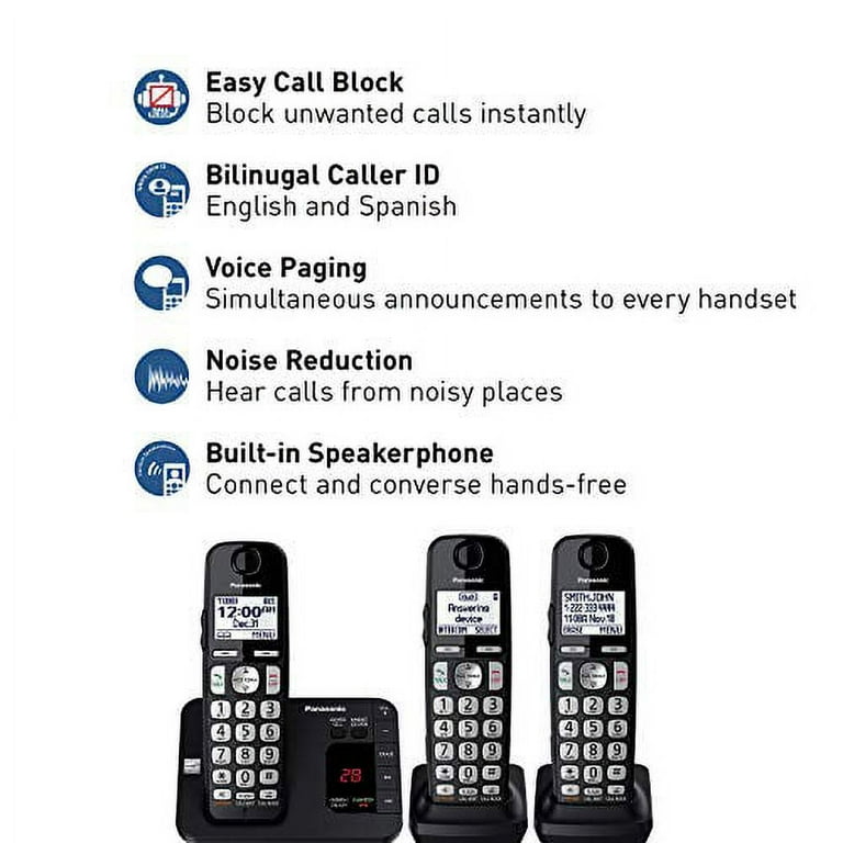 Panasonic 3 Handset Cordless Phone System with Caller ID & Call