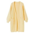thumbnail image 4 of DHFJKG Women Knit Long Cardigan Sweater Knee-Length Solid Color Open Front Long Sleeve Drop Shoulder With Pocket Coat Fall Winter Soft Trendy Coat, 4 of 4