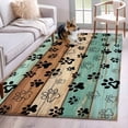 thumbnail image 3 of Area Rug for Living Room, Teal Blue Brown Non-Slip Indoor Large Carpet for Bedroom/Dining Room, Rustic Farmhouse Dog Paw Vintage Washable Low-Profile Rectangle Floor Mat Runner Rugs - 2.7 x 5 Ft, 3 of 7