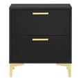 thumbnail image 6 of HomeStock French Flair Jet Black 21.75 x 15.75 x 24.75 inch Nightstand with 2 Drawers Gold Handles and Bracket Legs for Glamorous Appeal, 6 of 10
