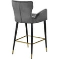 thumbnail image 2 of Meridian Furniture Luxe 28"H Velvet Counter Stool in Gray (Set of 2), 2 of 5