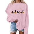 thumbnail image 4 of CLOISE Womens Crewneck Sweatshirt Graphic Halloween Fleece Lining Trendy Pullover Witch Long Sleeve Tops Fall Winter Slim Outfits for Daily Wear Pink L, 4 of 5
