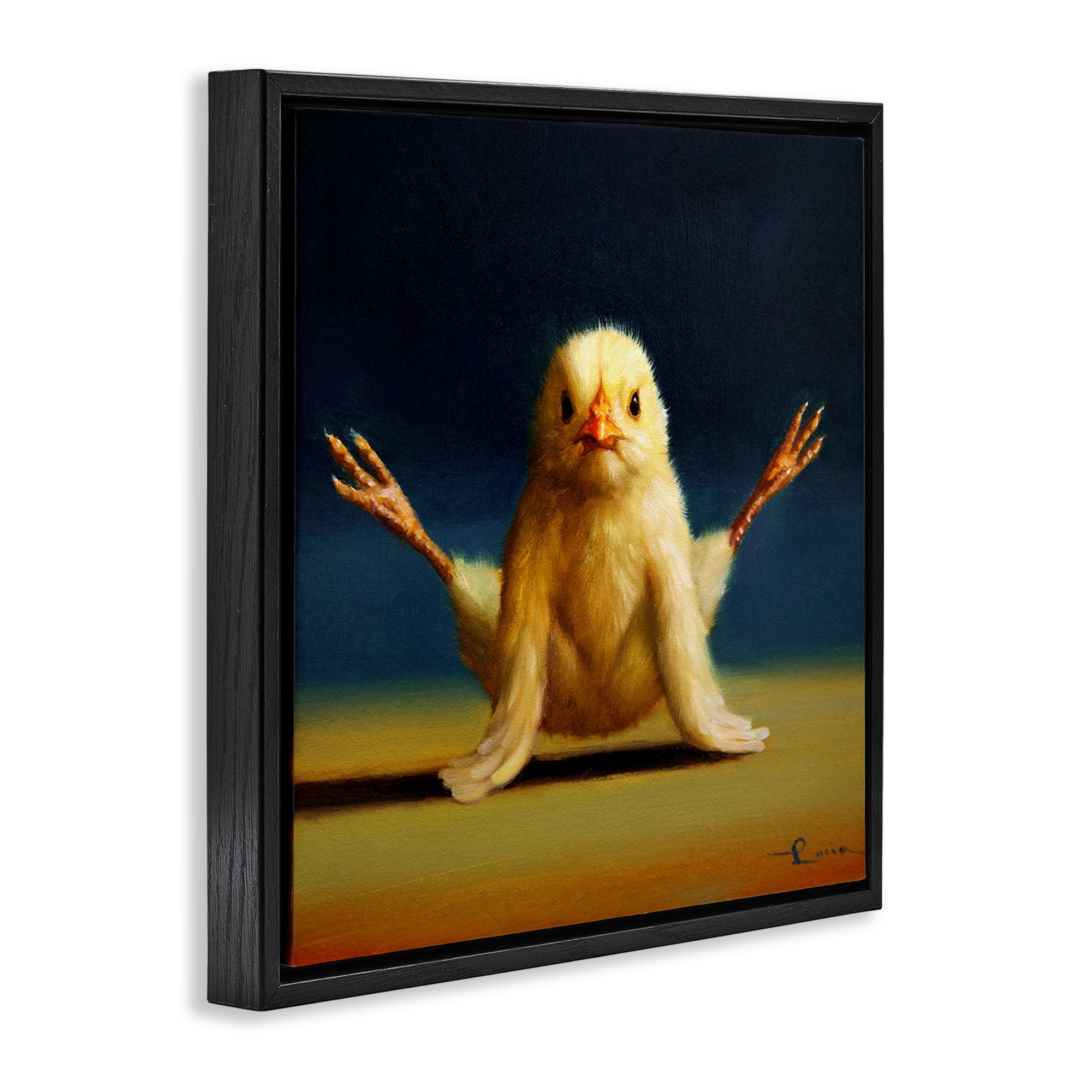 Stupell Industries Yoga Chicks Exercise Pose Animals & Insects Painting Black Floater Framed Canvas Art Print Wall Art, 18 x 18