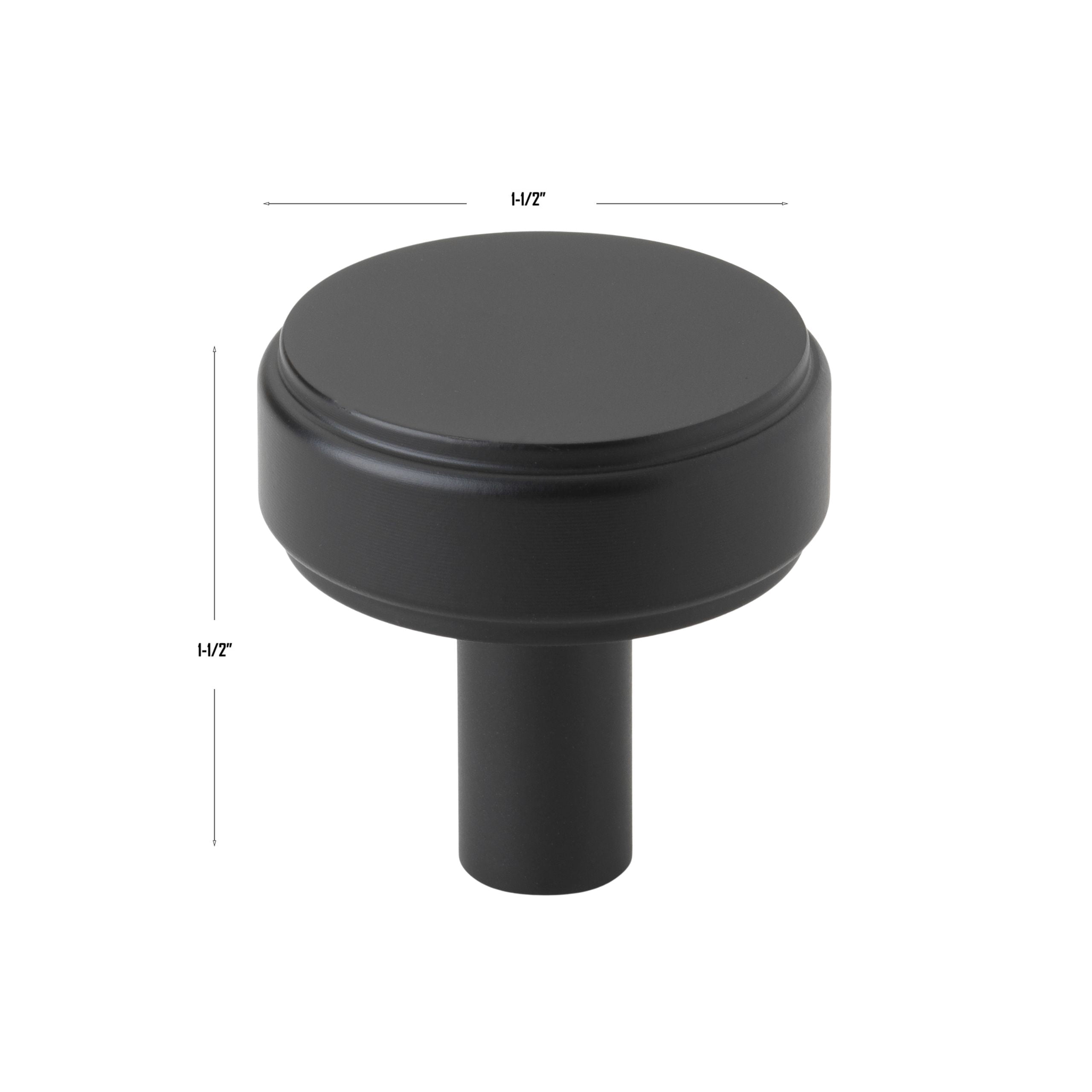 GlideRite 1-1/2 in. Solid Round Cabinet Knob, Matte Black
