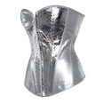 thumbnail image 2 of Aoiroe Women's Bustier Corset Top Plus Size Satin Waist Overbust Bustiers Silver L, 2 of 9
