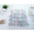 thumbnail image 3 of Princesse Enfants Filles Été Doux Robe Sans Manches Arc-en-Ciel Étoile Impression Couches Robe de Gâteau Coloré 6-7 Ans, 3 of 9