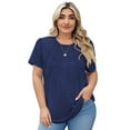 thumbnail image 6 of LANREMON Plus Size Tops for Women Summer Crew Neck Pleated Solid T-Shirts Casual Loose Fit Short Sleeve Tunic Tops 2XL, 6 of 7