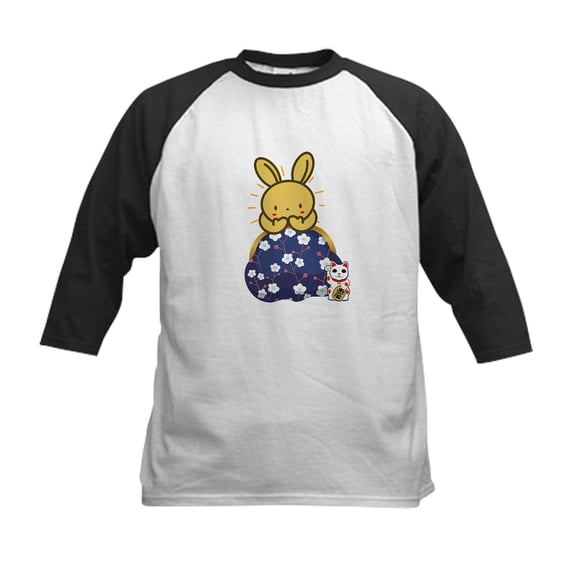 CafePress - Japanese Style Rabbit With Purse Baseball Jersey - Kids Cotton Baseball Jersey, 3/4 Sleeve Shirt