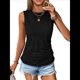 thumbnail image 1 of Camisetas Sin Mangas Fruncidas para Mujer, Camisetas Sin Mangas con Cuello Redondo, Top Ajustado, Ropa Informal Elegante de Verano 2025. Negro L, 1 of 8