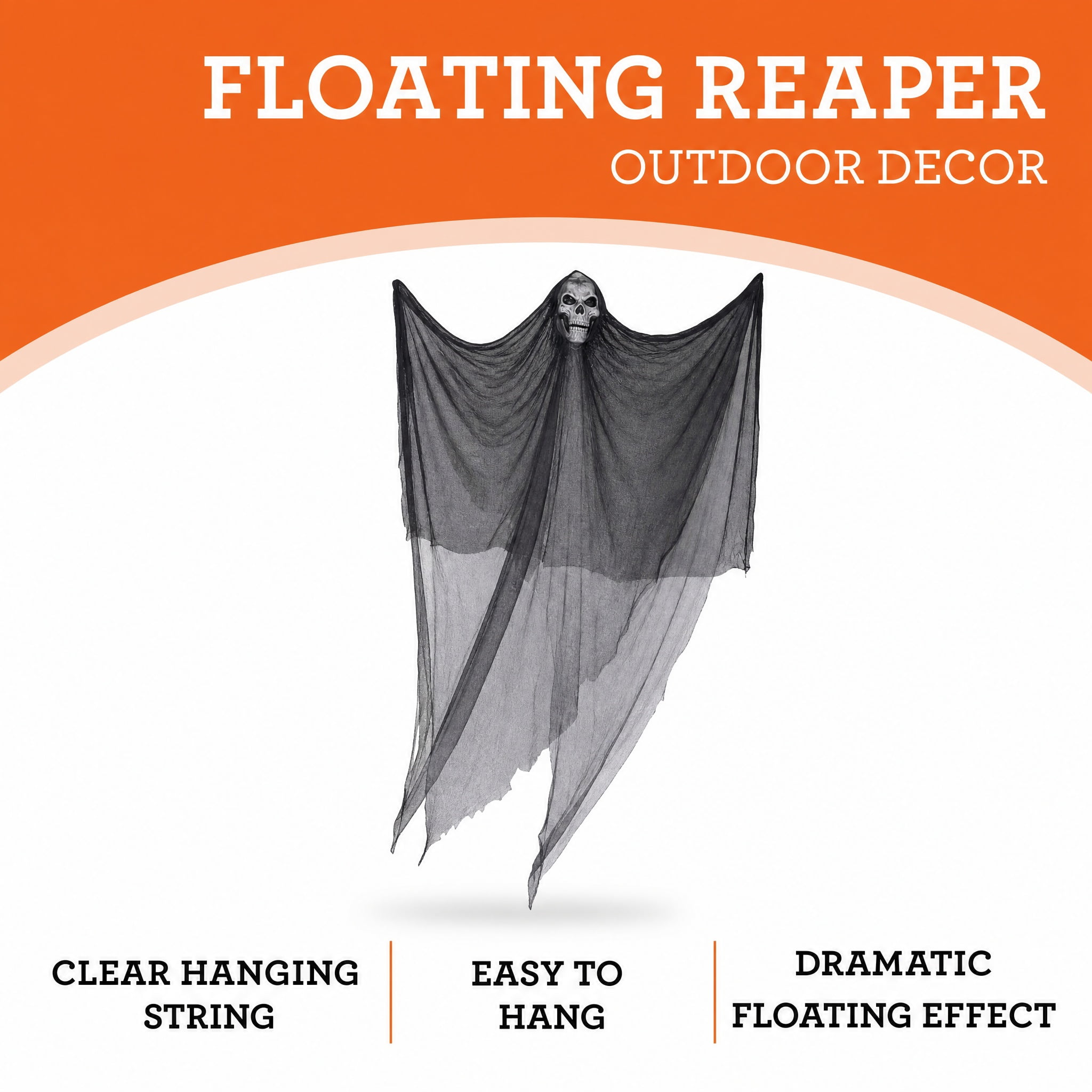 Floating Reaper Outdoor Decoration, Black and Gray, 7', Halloween by Way To Celebrate