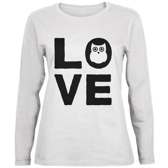 Owl Love Series Ladies' Relaxed Jersey Long-Sleeve Tee White MD