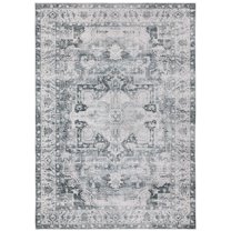Avalon Home Celeste Washable Center Medallion Charcoal/ Ivory Indoor Area Rug