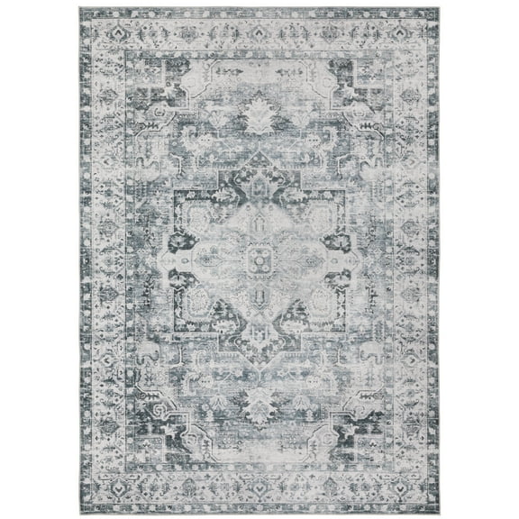 Avalon Home Celeste Washable Center Medallion Charcoal/ Ivory Indoor Area Rug
