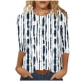 thumbnail image 2 of T Shirt for Women Crewneck Three Quarter Sleeve Fashion Loose Fit Abstract Swirl Dot Print Soft Breathable Lightweight Graphic Loungewear Daily Wear Summer Fall Tops, 2 of 5
