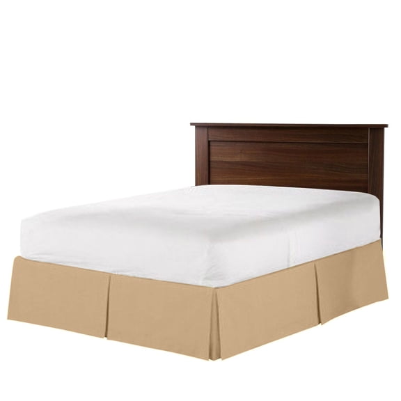 The Great American Store 1800 Series Double Brushed Microfiber Pleated Bed Skirt -15" Drop Length Dust Ruffle Full (Solid, Taupe)