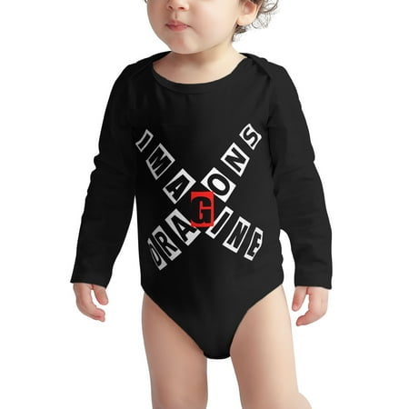 

Imagine Baby onesie the Dragons Logo Baby Boy Girl Long Sleeve Bodysuit Snap Closure Black 6 Months