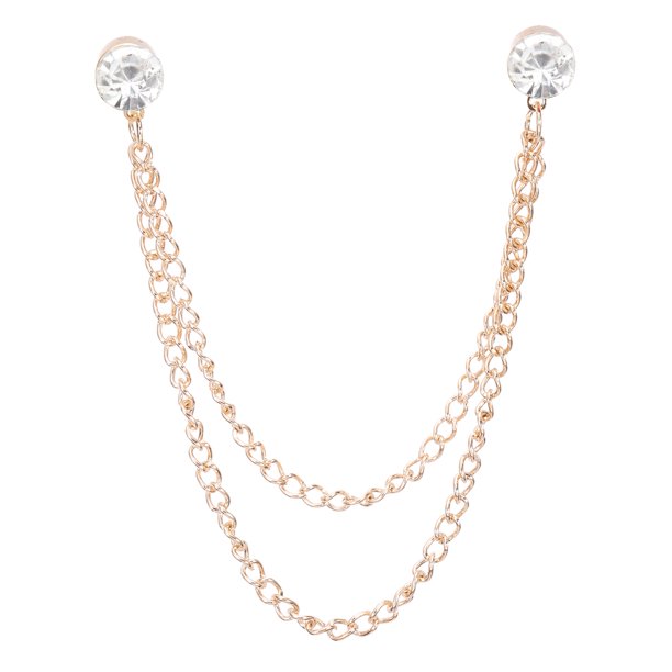 Pinzas de broche de cadena de strass Uxcell, cadena de cristal redonda con borlas en tono dorado (blanco)