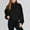 Black, variant on Babysbule Hoodless Sweatshirts for Women Solid Long Sleeve Cropped Sweatshirt Fall Winter Stand Collar Full Fleece Jacket