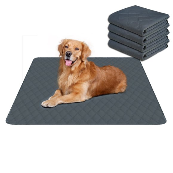 RIOUSSI Washable Pee Pads for Dogs, Reusable, Absorbent, Leakproof, Non Slip Pet Puppy Pads for Potty Training. Dark Gray, 36x41 Inch(4pack)