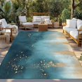 thumbnail image 2 of Turquoise Gold Geometric Outdoor Rug 6x9 Ft - Reversible Patio Rug Outdoor Camping Rugs, Modern Abstract Oil Painting Washable Indoor Outdoor Area Rugs, Non-Slip Outdoor Carpet Runner for Deck/Porch, 2 of 8
