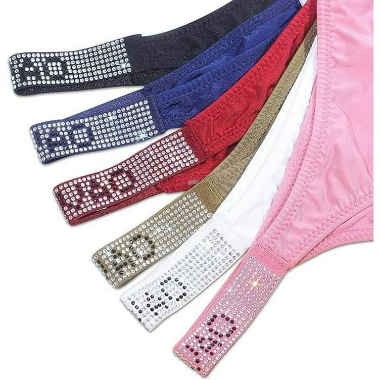 LEVAO Sexy Panties, Thongs for Women Letter Rhinestones G-String Low-rise  Tanga Stretch Underwear Multipack 3-6 pack,S-XL