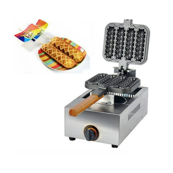 INTBUYING Gas-Fired Waffle Maker Baking Machine Waffle Iron Hot Dog Muffin Machine Corn Dog Maker 4pcs/time