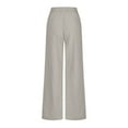 thumbnail image 6 of Women's Jeans Solid Color Drawstring Cotton and Linen Casual Loose Wide-Leg Straight Long Pants with Pockets Gray Loose Denim Pants S, 6 of 7