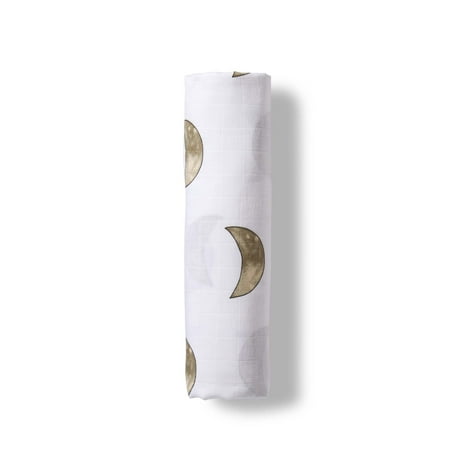 UPC: 0860005708413 | Moonjax Organic Cotton Muslin Swaddle Blanket Receiving Blanket Baby Blanket for Girls & Boys | Newborn Gifts Infant Shower Items Toddler Gift Wearable Swaddling Set | Moon