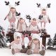 thumbnail image 2 of Christmas Pink Stretchable Santa Claus Snowman Plush Standing Dolls Toy Baubles Xmas Decoration Ornament Craft Gift Home Decors, 2 of 5