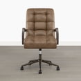 thumbnail image 5 of Spruce & Spring Mid-Century Modern Office Chair with Solid Wood Arms, Faux Leather Desk Chair with Adjustable Height & Tilt for Home Office, Brown, 5 of 10