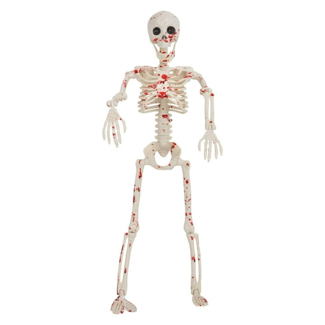 Estatua de esqueleto de Halloween, figura de esqueleto humano articulado, adorno de articulación móvil, estatua espeluznante hecha de PP, adecuada par