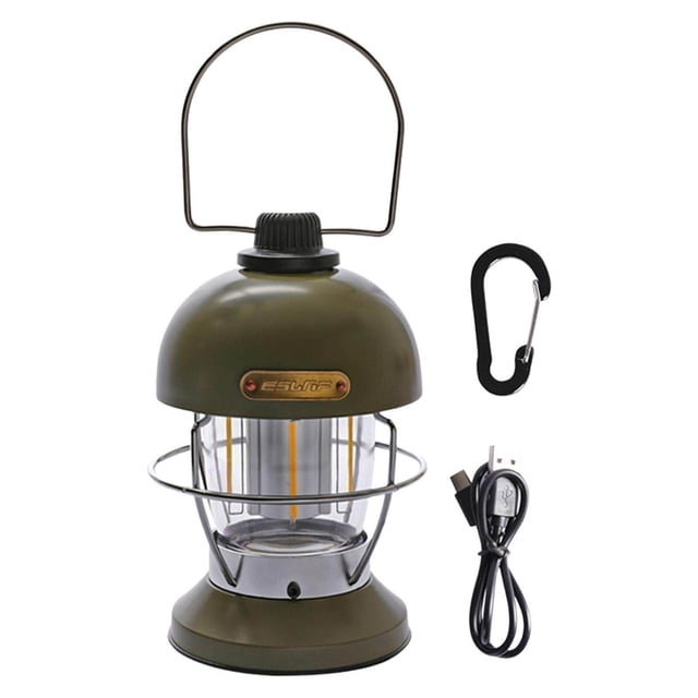Lampe Lanterne de Camping Style Rétro Intérieur Extérieur Vintage Suspendue pour Randonnée Vert