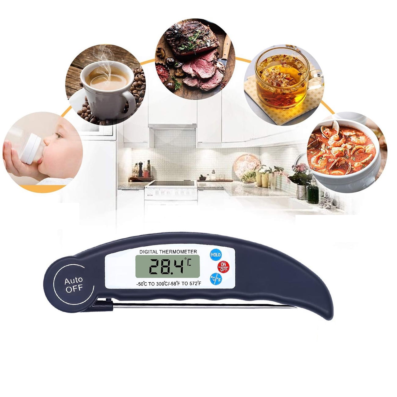 Meat Food Candy Thermometer, Probe Instant Read Thermometer, Digital Cooking  Kitchen Bbq Grill Thermometer With Long Probe For Liquids Pork Milk Yogurt  Deep Fry Roast Baking Temperature - Temu