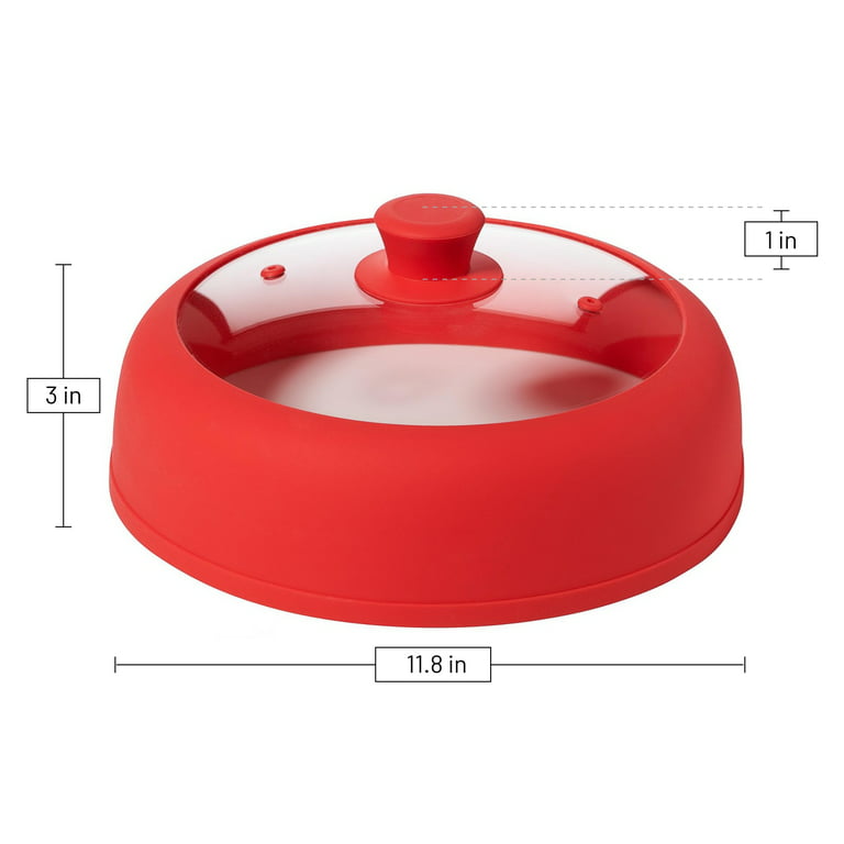 Bezrat Vented, Silicone and Glass Microwave Plate Cover for Food Microwave