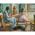 thumbnail image 2 of Henri Lebasque 24x20 Gold Ornate Framed and Double Matted Museum Art Print Titled - Marthe and Nono Sewing in an Interior (circa 1910), 2 of 4