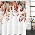 thumbnail image 2 of Eucalyptus Leaves Shower Curtain, Waterproof Shower Curtains for Bathroom, Brown Summer Botanical Weeping Watercolor Washable Fabric Bathtub Curtain Set Bath Decor with 12 Hooks 72"x78", 2 of 8