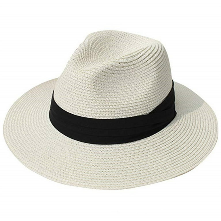 Rbaofujie Beach Hats for Women Sun Hat Womens Unisex Wide Straw-Hat Straw  Sunshade Panama Roll Up Fedora Beach Sun Hat Beach Hats for Men Deals  Clearance 