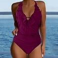 thumbnail image 2 of MSJUHEG Plus Size One Piece Swimsuit,Bathing Suit Monokini,Tummy Control Bathing Suits,Push Up Swimwear,Strapless Bathing Suits,Ruched Push Up Bathing Suit,Bandeau Bathing Suits 2XL, 2 of 6
