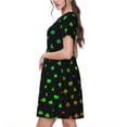 thumbnail image 2 of Gukieu Poker Shapes Print Women's Short Sleeve Dress, Elastic Waistband A-line with Pockets Summer Dress, Suitable for Daily Leisure, Work, Vacation, 2 of 6