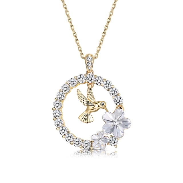 Collar con colgante de colibrí Slaiss chapado en oro de 18 quilates para mujer