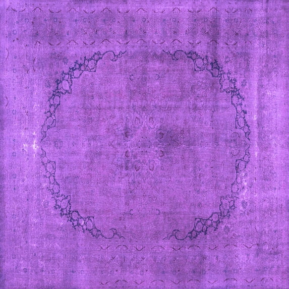 Ahgly Company Indoor Square Abstract Purple Contemporary Area Rugs, 7' Square
