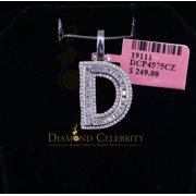 Diamond Celebrity'sWhite Bugutte Initial Alphabet'D' Sterling Silver Pendant 1.52ct Cubic Zirconia