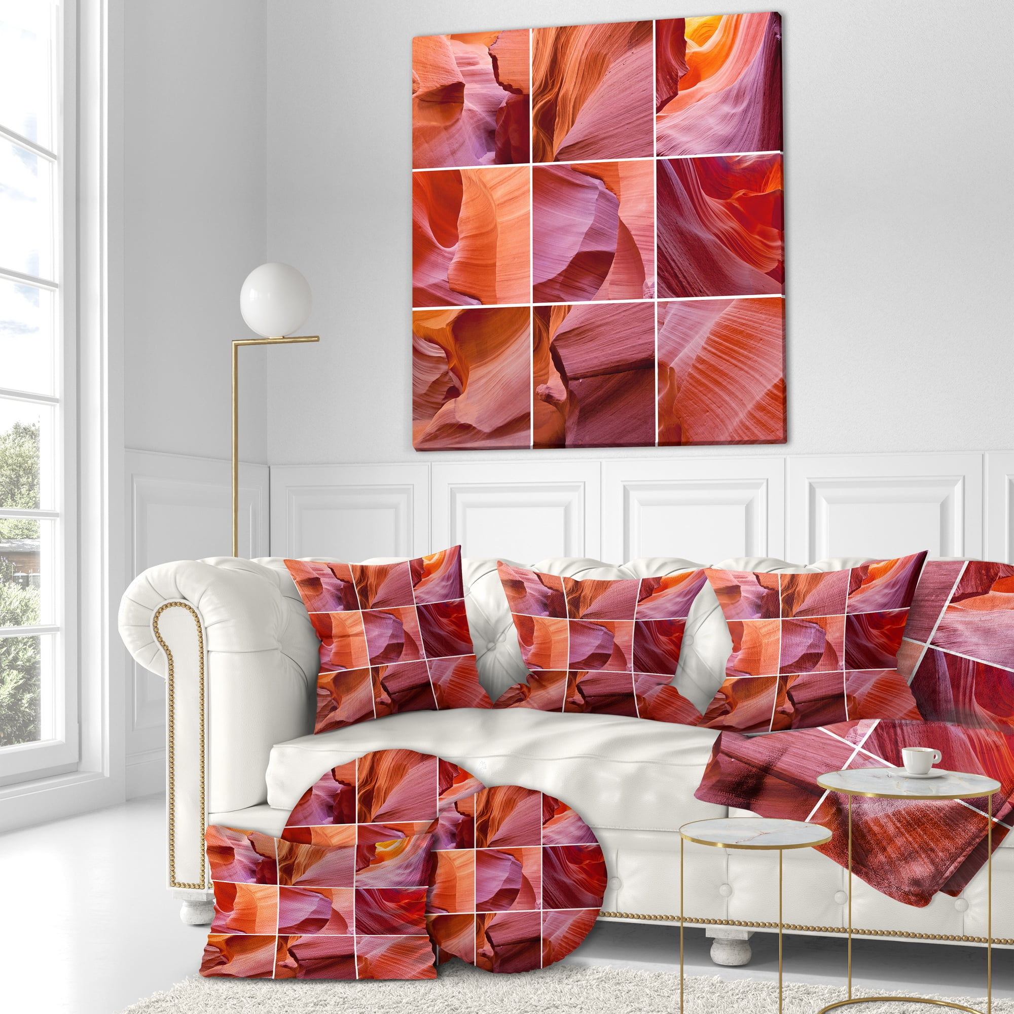 Designart Antelope Canyon Collage - Landscape Photo Throw Pillow - 18x18