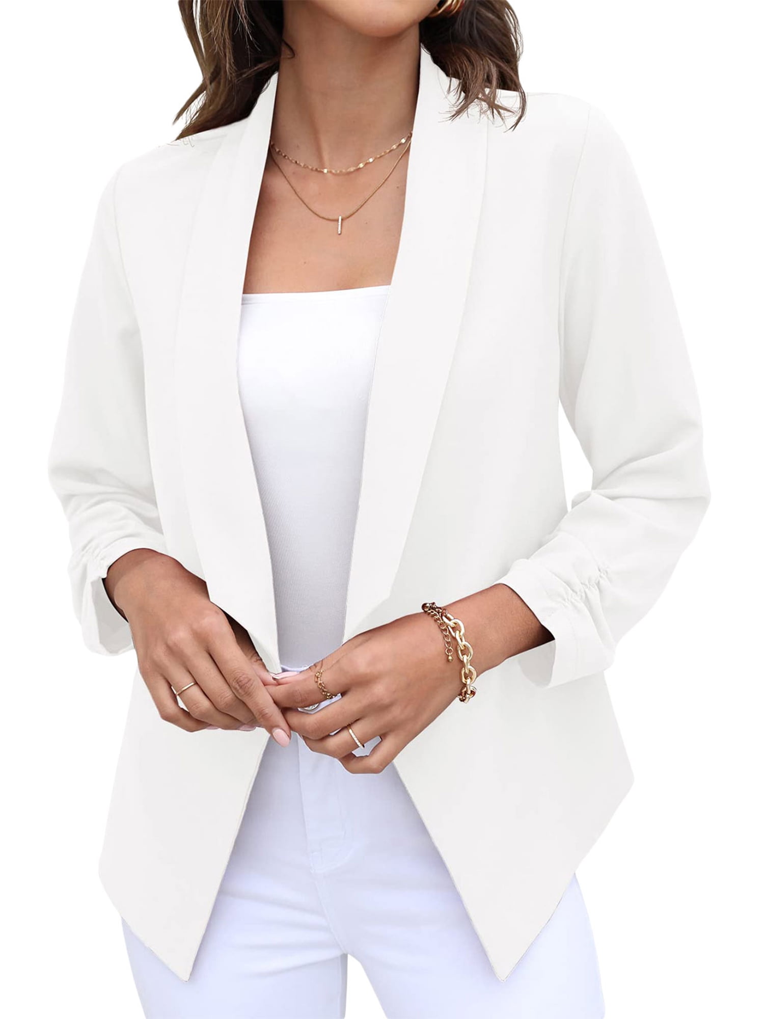 CenturyX Women's Blazer Suit 3/4 Sleeve Cardigan Jacket Suit Business ...