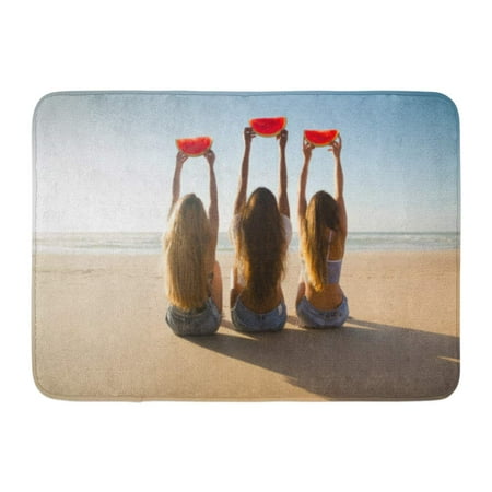GODPOK Family Summer Best Friends Having Fun on The Beach and Eating Watermelon Fruit Young Rug Doormat Bath Mat 23.6x15.7 (Best Friends And Family)