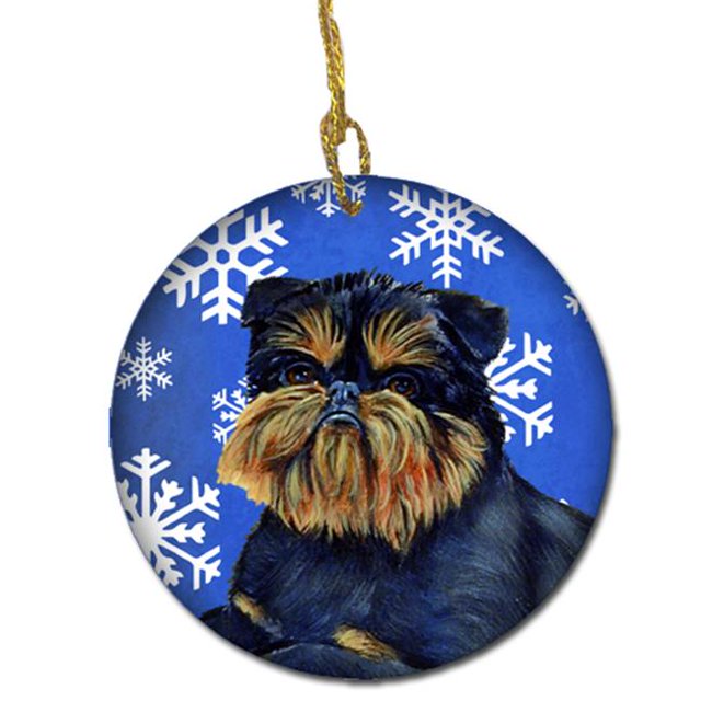 Brussels Griffon Winter Snowflake Holiday Ceramic Ornament