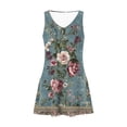 thumbnail image 4 of Generic Womens Summer Dress Loose Floral Print V Neck Sleeveless Tank Dresses Curve Hem A-Line Beach Sundresses with Pockets, 4 of 5