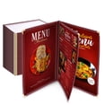 thumbnail image 1 of WeChef 60 Pack Restaurant Menu Covers Burgundy 8.5x14 Book Style 3 Pages 6 View, 1 of 6